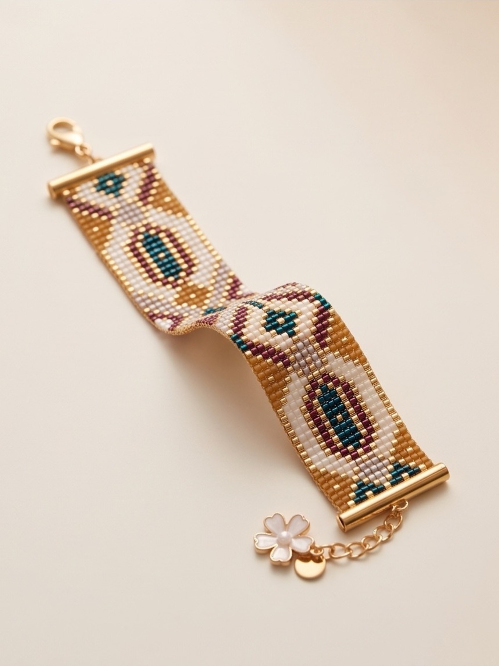 NWT - Atika Loom Sahara Bloom Beaded Bracelet - Japanese Miyuki Delica